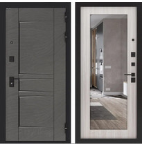 Входная металлическая дверь Бункер ХИТ BN-04 с зеркалом (Дюна муссон / Сандал белый, ФЛЗ-603)