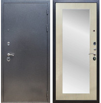 Входная металлическая дверь Рекс 11 с Зеркалом Пастораль (Антик серебро / Дуб белёный)