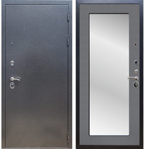 Входная металлическая дверь Рекс 11 с Зеркалом Пастораль (Антик серебро / Графит софт)