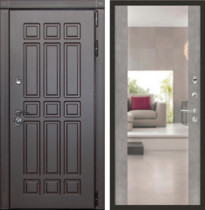Входная металлическая дверь Лекс Сенатор с зеркалом Бетон серый (панель №102)