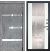 Входная металлическая дверь Лекс Сенатор 6 С зеркалом (Бетон серый / Циркон белый №61)
