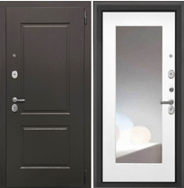 Входная металлическая дверь Крондорс Кампо С зеркалом (Белый матовый)