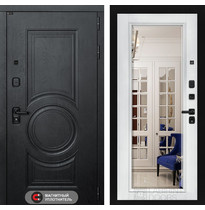 Входная металлическая дверь Лабиринт GRAND с Зеркалом Фацет (Альберо блэк / Белый софт)