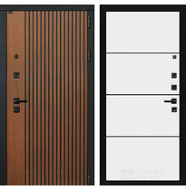 Входная металлическая дверь Лабиринт STORM (Дуб кантри темный / 25 Белый софт, черный молдинг)