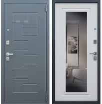 Входная металлическая дверь Асд Арсенал с Зеркалом (Муар серый / Ясень белый снег)