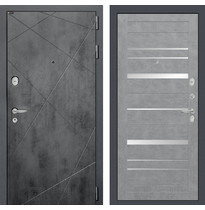 Входная металлическая дверь Лабиринт LOFT 20 (Бетон темный / Бетон светлый, зеркальные вставки)