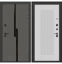 Входная металлическая дверь Лабиринт Карбон  (Графит лофт / 30 Белый софт рельеф, панель Амстрод)