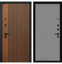 Входная металлическая дверь Лабиринт STORM (Дуб кантри темный / 29 Серый софт рельеф, панель Хомс)