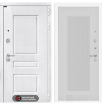 Входная металлическая дверь Лабиринт VERSAL (Альберо браш серебро / 30 Белый софт рельеф, панель Амстрод)