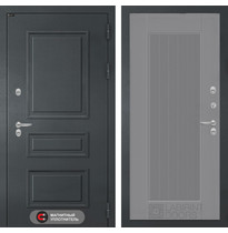 Уличная металлическая дверь Лабиринт Термо ATLANTIC (Графитовый серый / 30 Серый софт рельеф, панель Амстрод)